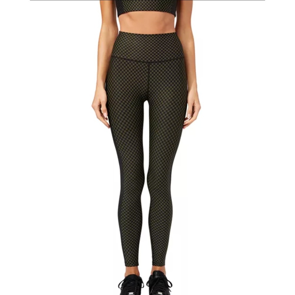 Splits59 Checkered Colorblocked Leggings Size Xs Green